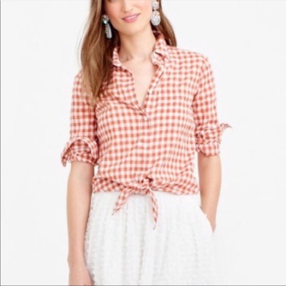 J. Crew Tops - J. Crew Tie-Front Boy Shirt in Gingham